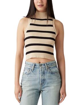 Top en maille Levis Tulip beige et noir pour femmes