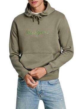 Sweat Pepe Jeans New Joe Hoodie vert pour homme