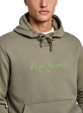 Sweat Pepe Jeans New Joe Hoodie vert pour homme