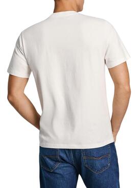 T-shirt Pepe Jeans Axel blanc cassé pour homme