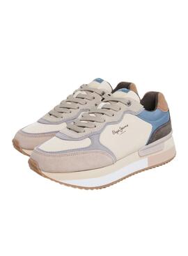 Sneakers Pepe Jeans Rusper Mania beige et rose pour femme