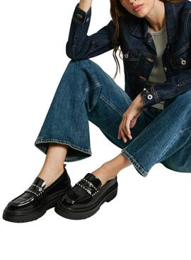 Mocassins Pepe Jeans Queen noir pour femme