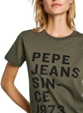 T-shirt Pepe Jeans Gio vert pour femme