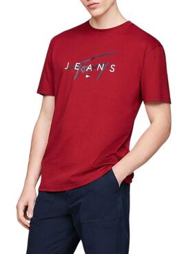 Maillot Tommy Jeans Signature Twist rouge pour homme