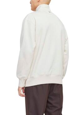 Sweat à capuche Jack and Jones Frederiksberg à fermeture éclair beige pour homme