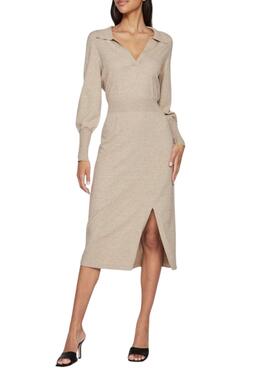 Robe midi en maille beige pour femme de la marque Vila Vicomfy