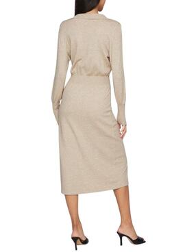 Robe midi en maille beige pour femme de la marque Vila Vicomfy