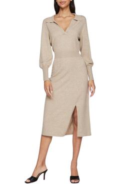 Robe midi en maille beige pour femme de la marque Vila Vicomfy