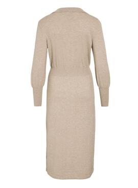 Robe midi en maille beige pour femme de la marque Vila Vicomfy