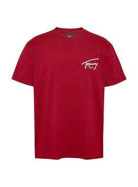 T-shirt Tommy Jeans Signature logo grenat pour homme