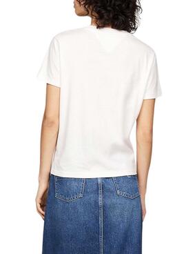 T-shirt Tommy Jeans Crest Linear blanc pour femme