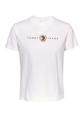 T-shirt Tommy Jeans Crest Linear blanc pour femme