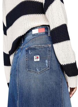 Jupe Tommy Jeans Claire HFG midi bleue pour femme