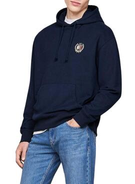 Sweat Tommy Jeans Flag Crest bleu marine pour homme