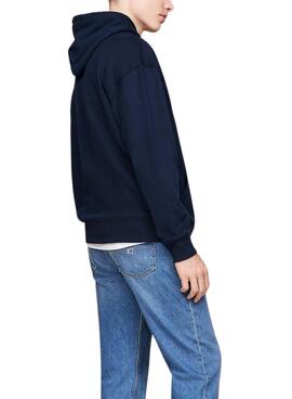 Sweat Tommy Jeans Flag Crest bleu marine pour homme