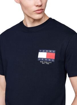 Maillot Tommy Jeans Logo Flag bleu marine pour homme