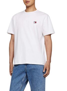 T-shirt Tommy Jeans Badge en coton blanc pour homme