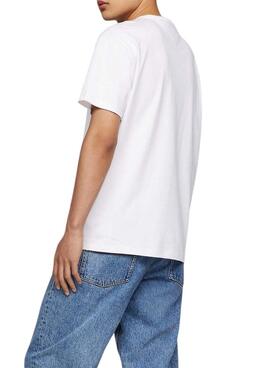 T-shirt Tommy Jeans Badge en coton blanc pour homme