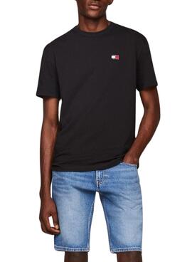 Maillot Tommy Jeans Badge en coton noir pour homme