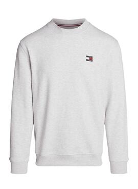 Sweat à capuche Tommy Jeans Badge Crew gris pour homme