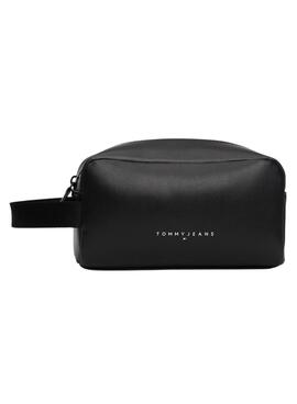 Sac de toilette Tommy Jeans Washbag en cuir noir