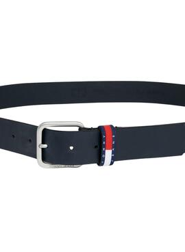 Ceinture Tommy Jeans Essential Ryan en cuir bleu marine