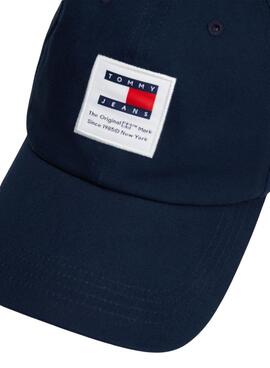 Casquette Tommy Jeans Heritage Structured en coton marine pour homme.