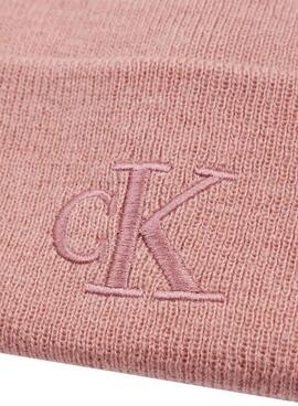 Bonnet rose Calvin Klein Jeans Monogram brodé pour femme