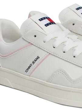 Sneakers Tommy Jeans Greenwich blanc et rose pour femme