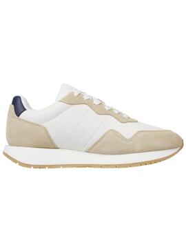 Sneakers Tommy Jeans Runner beige et blanc pour homme