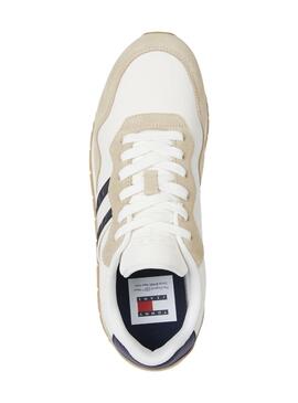 Sneakers Tommy Jeans Runner beige et blanc pour homme