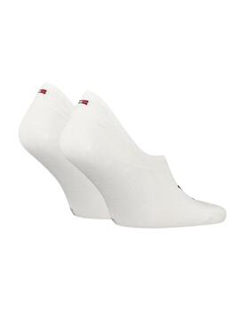 Paquet de 2 chaussettes Tommy Jeans Footie blanches pour hommes et femmes