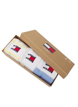 Chaussettes Tommy Jeans Giftbox blanches pour hommes et femmes