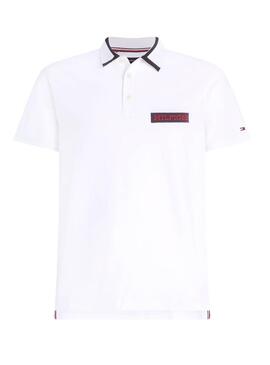 Polo Tommy Hilfiger brodé blanc pour homme