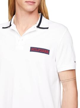 Polo Tommy Hilfiger brodé blanc pour homme