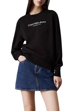 Sweat-shirt Calvin Klein Jeans Institutional Logo noir pour femme