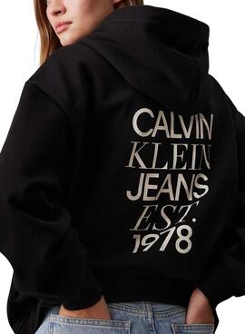 Sweatshirt Calvin Klein Jeans Mixed logo noir pour femme