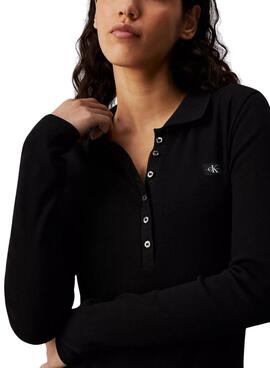 Robe polo Calvin Klein Jeans noire pour femme