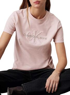 T-shirt Calvin Klein Jeans Chenille rose pour femme