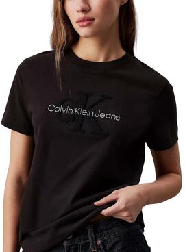 T-shirt Calvin Klein Jeans Chenille noir pour femme