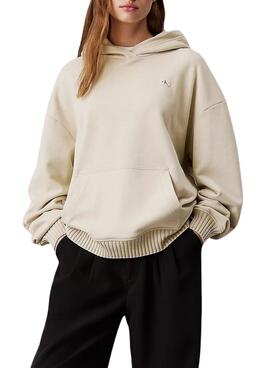 Sweatshirt Calvin Klein Jeans Woven beige pour femme