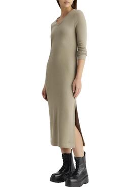 Robe Calvin Klein Jeans Rib beige pour femme