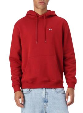 Sweat à capuche Tommy Jeans rouge pour homme