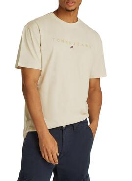 T-shirt Tommy Jeans Gold Linear beige pour homme