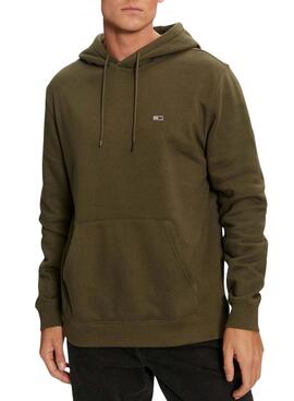 Sweat Tommy Jeans Hoodie vert pour homme