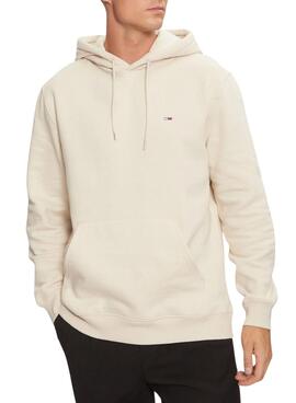 Sweat Tommy Jeans Hoodie beige pour homme.