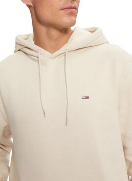 Sweat Tommy Jeans Hoodie beige pour homme.