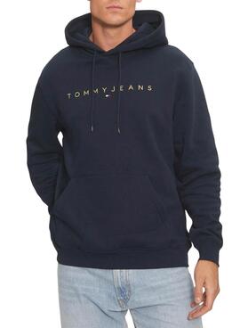 Sweat à capuche Tommy Jeans Linear Gold marine pour homme