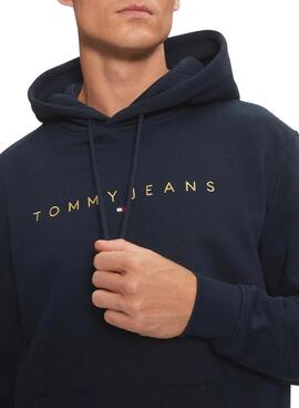 Sweat à capuche Tommy Jeans Linear Gold marine pour homme