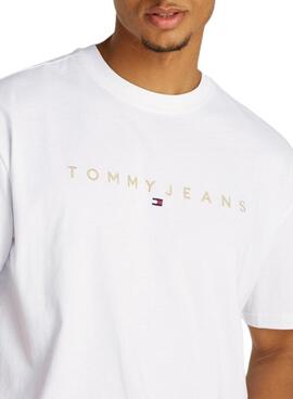 T-shirt Tommy Jeans Gold linear blanche pour homme